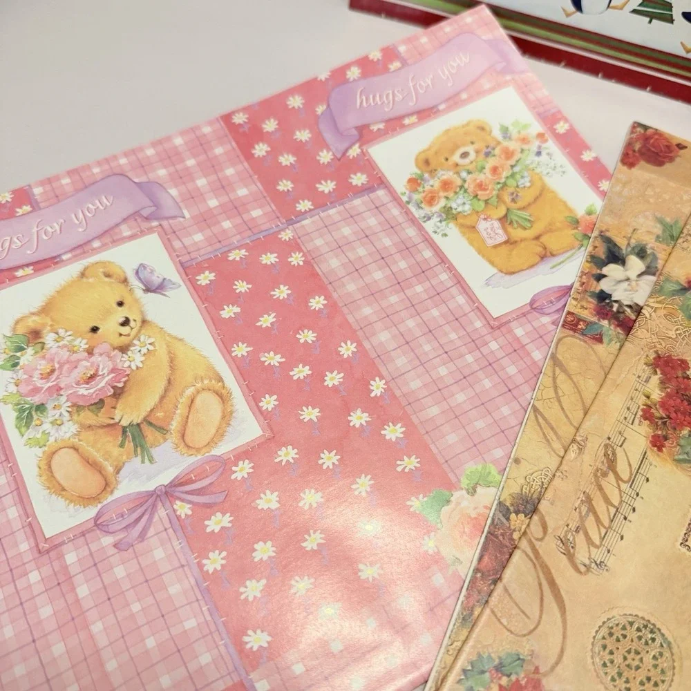 VTG Lot Wrapping Paper Mixed Patterns Sheets Kitsch Holiday Christmas MCM Retro